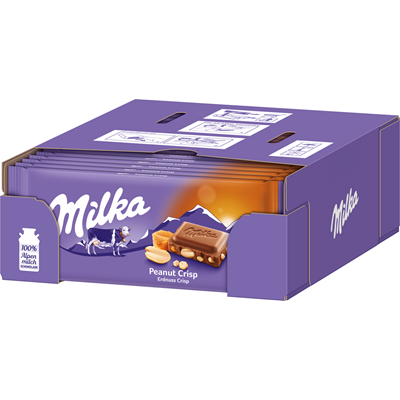 Milka Tafelschokolade, Peanut Crisp 90g x 18 Stück
