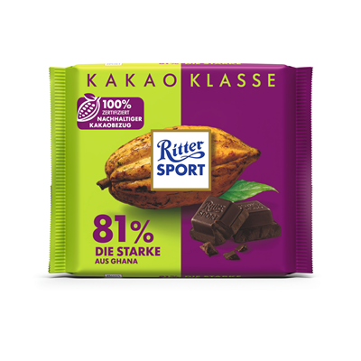 Ritter Sport Kakao Klasse 81% Ghana Die Starke 100g x 10 Stück