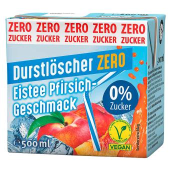 Durstlöscher Eistee Pfirsich Zero 500ml x 12 Packungen