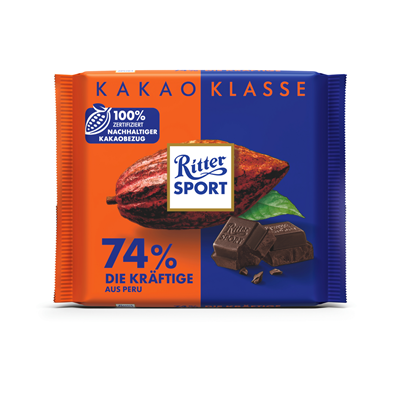 Ritter Sport Kakao Klasse 74% Peru Die Kräftige 100g x 10 Stück